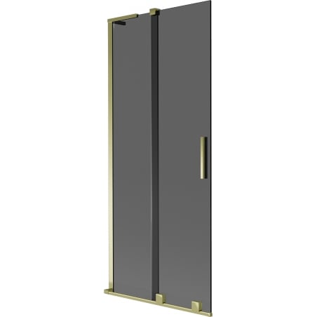 Mexen Velar L Duschwand 2-flügelig schiebbar 85 x 150 cm, Graphit, Gold - 896-085-003-41-50