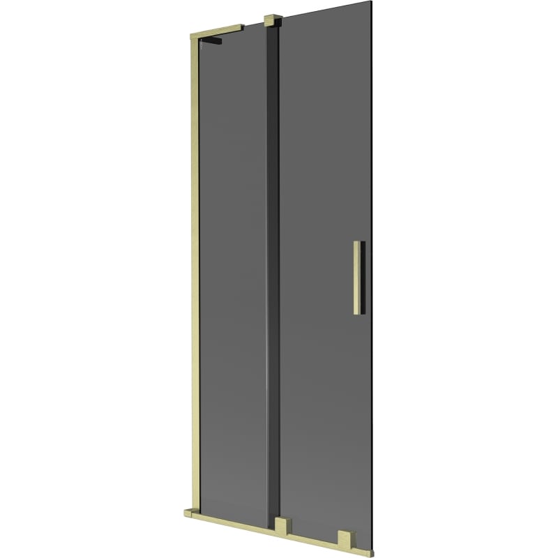 Mexen Velar L Badewannenwand 2-flügelig Schiebbar 85 x 150 cm, Graphit, gebürstetes Gold - 896-085-003-41-55