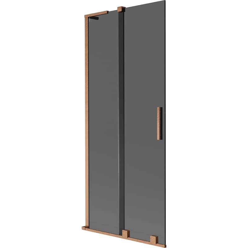 Mexen Velar L Badewannenabtrennung 2-flügelig, schiebbar 85 x 150 cm, Graphit, gebürstetes Kupfer - 896-085-003-41-65