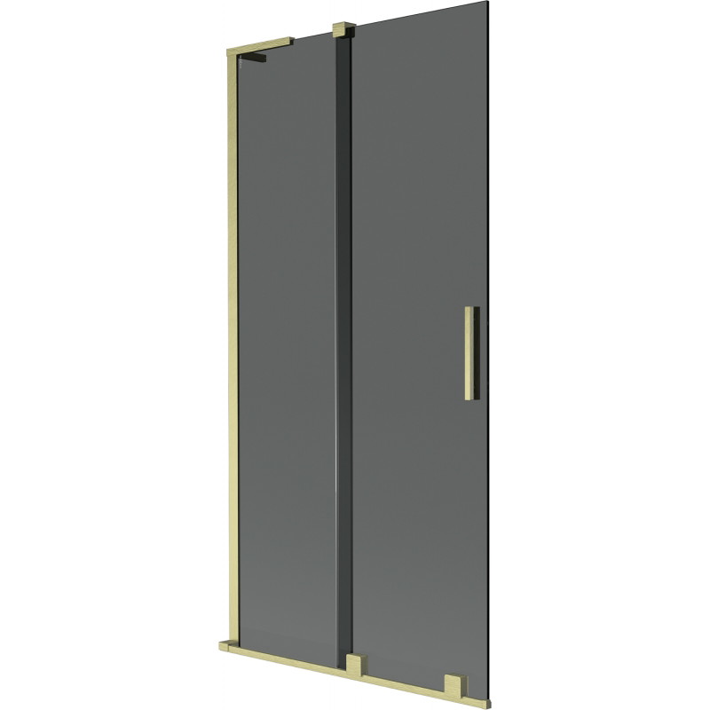 Mexen Velar L Badewannenfaltwand 2-flügelig, verschiebbar 90 x 150 cm, Graphit, gebürstetes Gold - 896-090-003-41-55