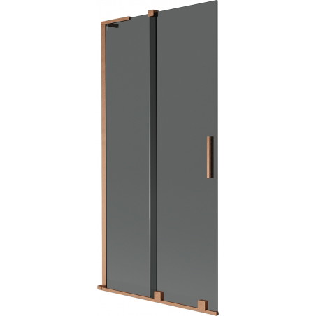 Mexen Velar L Badewannenfaltwand 2-flügelig verschiebbar 90 x 150 cm, Graphit, gebürstetes Kupfer - 896-090-003-41-65