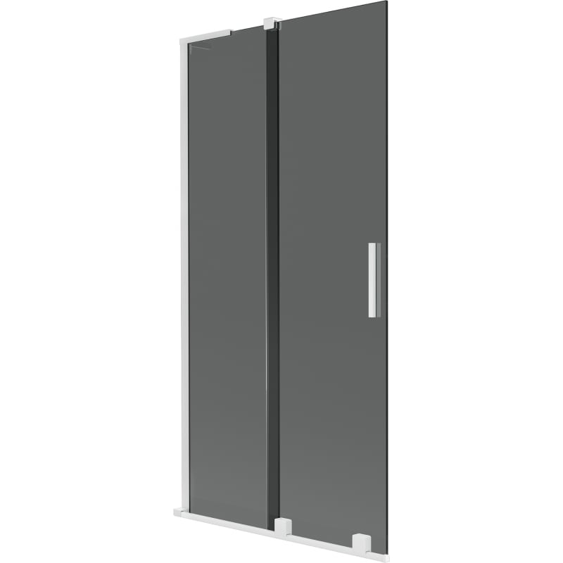 Mexen Velar L Badewannen-Schutzwand 2-flügelig, verschiebbar 95 x 150 cm, Graphit, Weiß - 896-095-003-41-20
