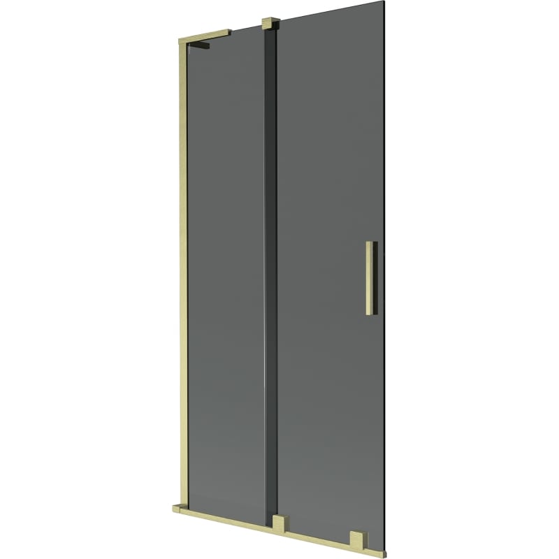 Mexen Velar L Badewannenabtrennung 2-flügelig schiebbar 95 x 150 cm, Graphit, gebürstetes Gold - 896-095-003-41-55
