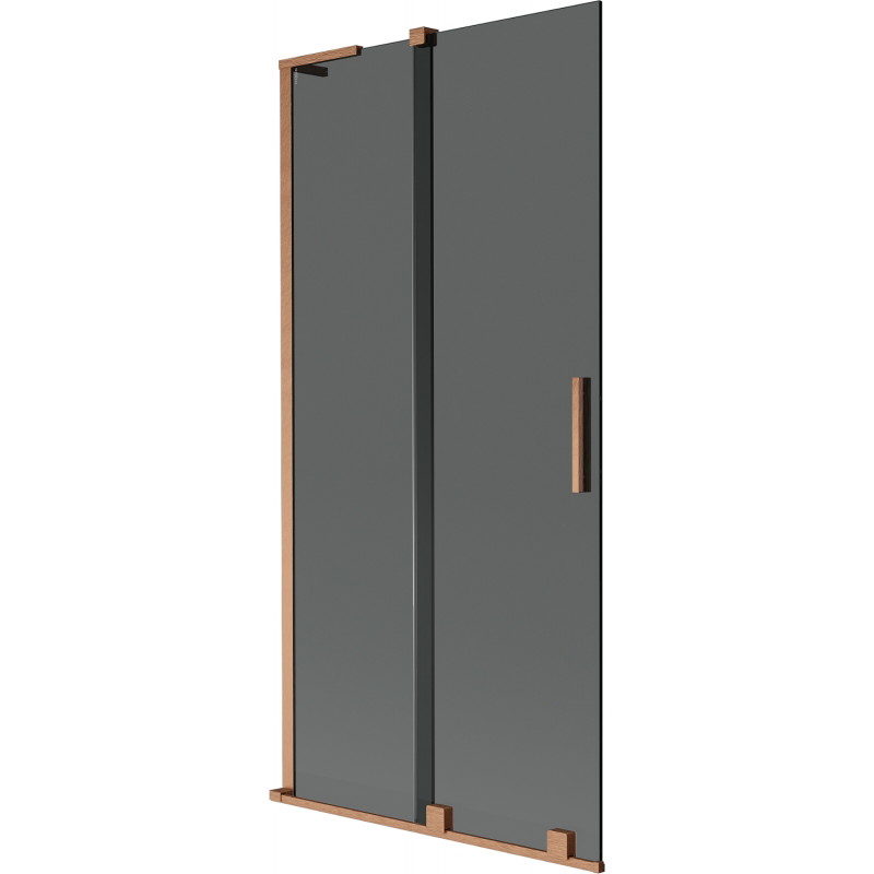 Mexen Velar L Badewannenabtrennung 2-flügelig verschiebbar 95 x 150 cm, Graphit, gebürstetes Kupfer - 896-095-003-41-65