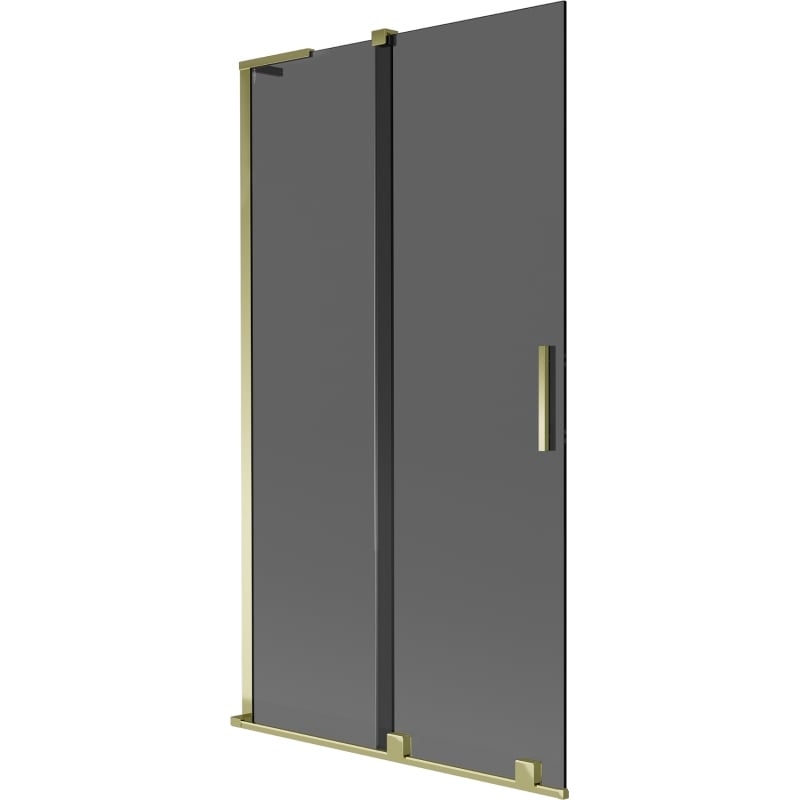 Mexen Velar L Duschabtrennung, 2-flügelig, verschiebbar, 100 x 150 cm, Graphit, Gold - 896-100-003-41-50