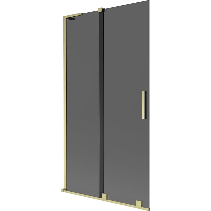 Mexen Velar L Badewannen-Paravan 2-teilig verschiebbar 100 x 150 cm, grafit, gold gebürstet - 896-100-003-41-55