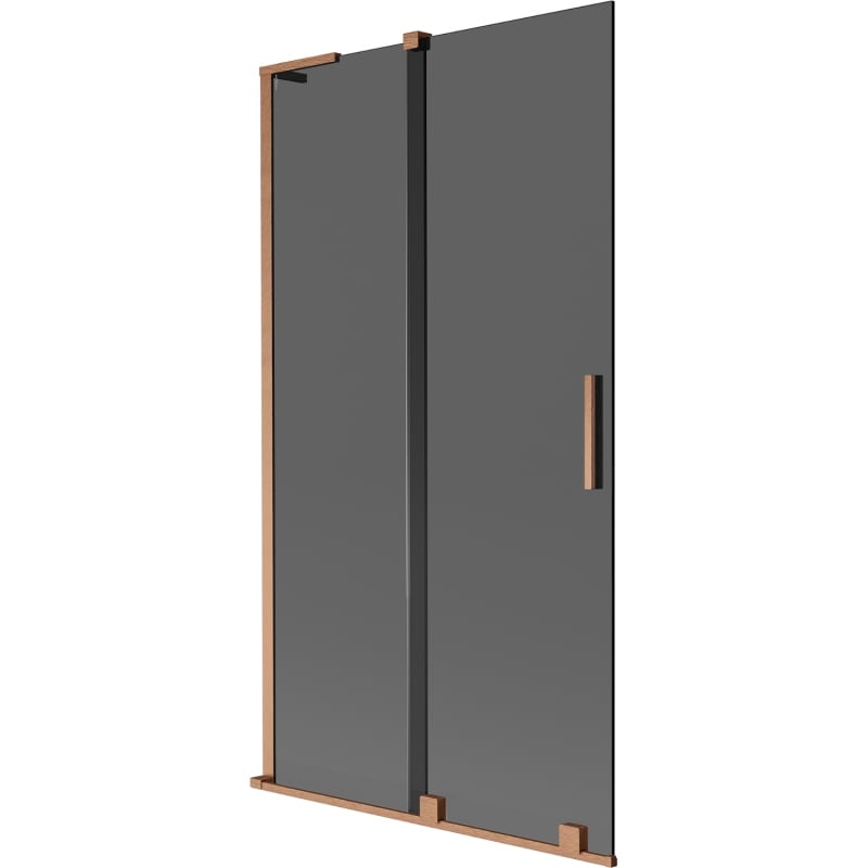 Mexen Velar L Duschwand, 2-flügelig, verschiebbar, 100 x 150 cm, Grafit, gebürstetes Kupfer - 896-100-003-41-65