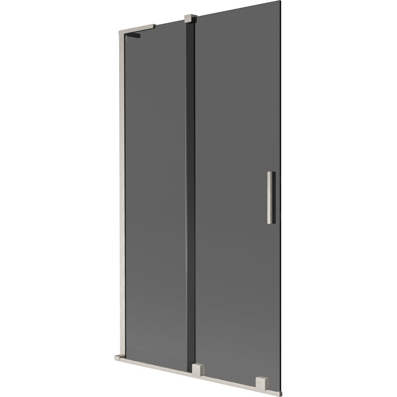Mexen Velar L Badewannenwand 2-teilig verschiebbar 100 x 150 cm, grafit, gebürsteter Nickel - 896-100-003-41-97