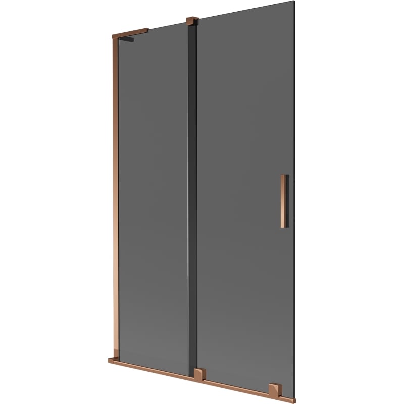 Mexen Velar L Badewannenabtrennung 2-flügelig verschiebbar 110 x 150 cm, Graphit, Roségold - 896-110-003-41-60