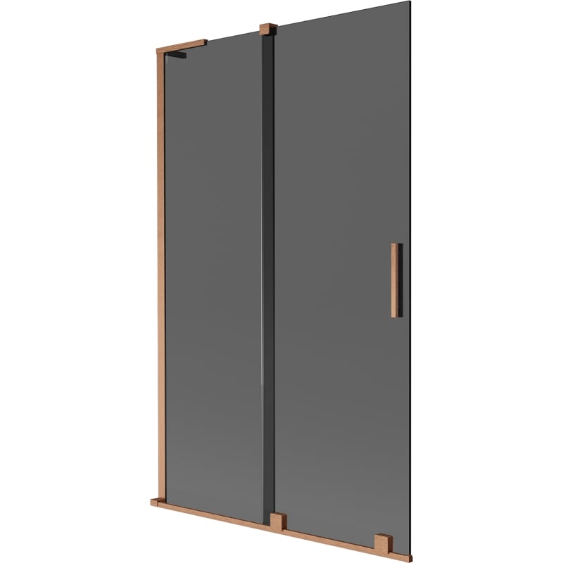Mexen Velar L Badewannenabtrennung 2-flügelig verschiebbar 110 x 150 cm, Graphit, gebürstetes Kupfer - 896-110-003-41-65