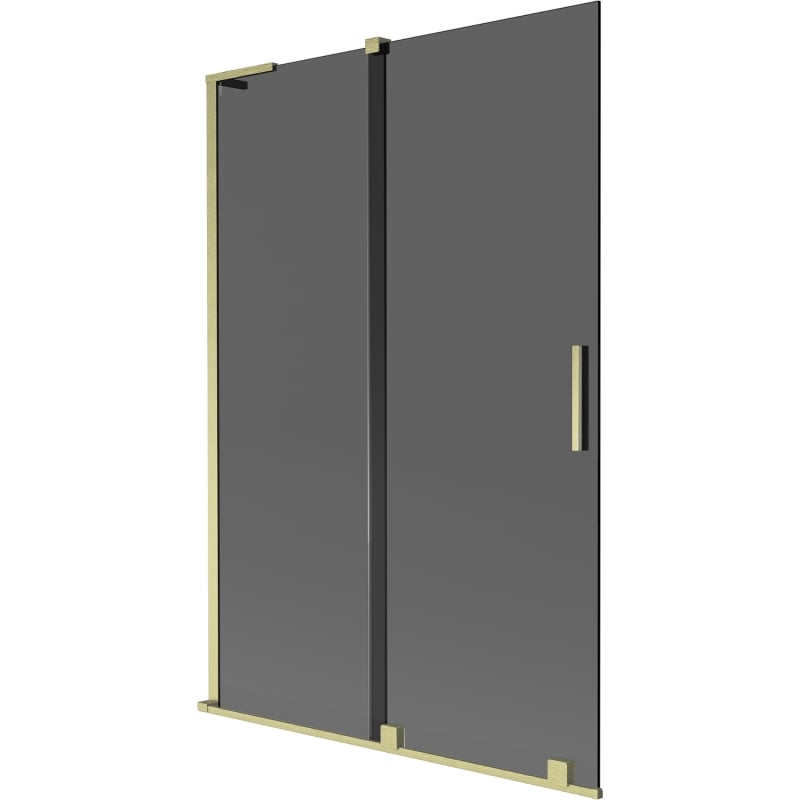 Mexen Velar L Badewannenabtrennung 2-flügelig schiebbar 120 x 150 cm, Graphit, gold gebürstet - 896-120-003-41-55