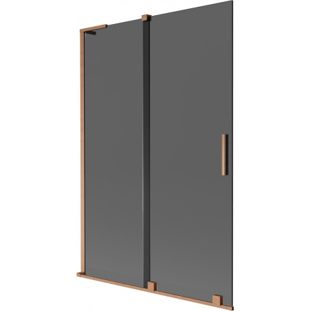 Mexen Velar L Badewannenabtrennung 2-flügelig verschiebbar 120 x 150 cm, Graphit, gebürstetes Kupfer - 896-120-003-41-65