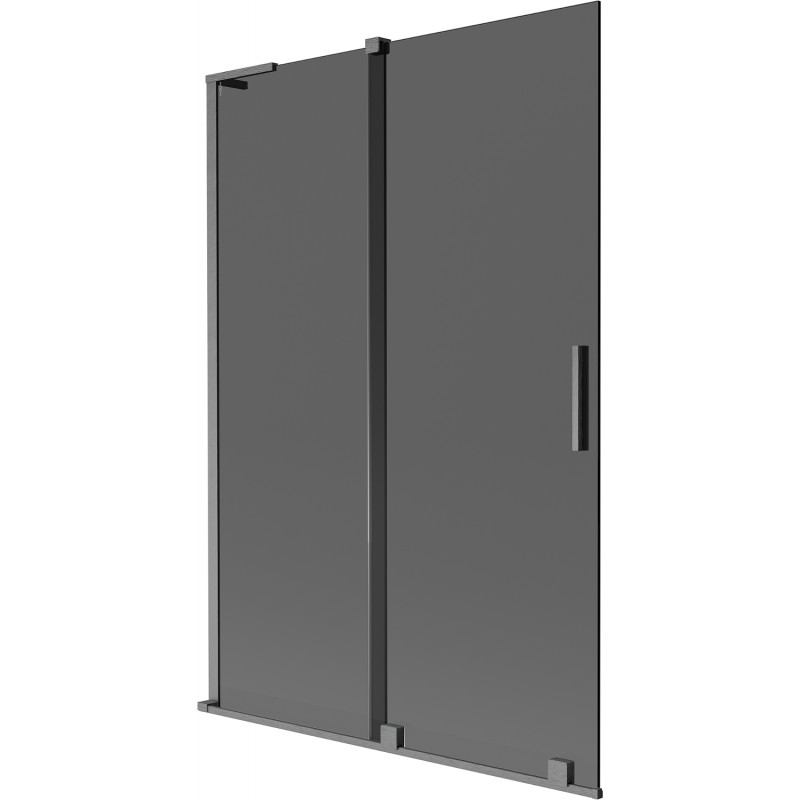 Mexen Velar L Badewannenabtrennung, 2-flügelig, verschiebbar, 120 x 150 cm, Graphit, gebürstetes Gun Gray - 896-120-003-41-66