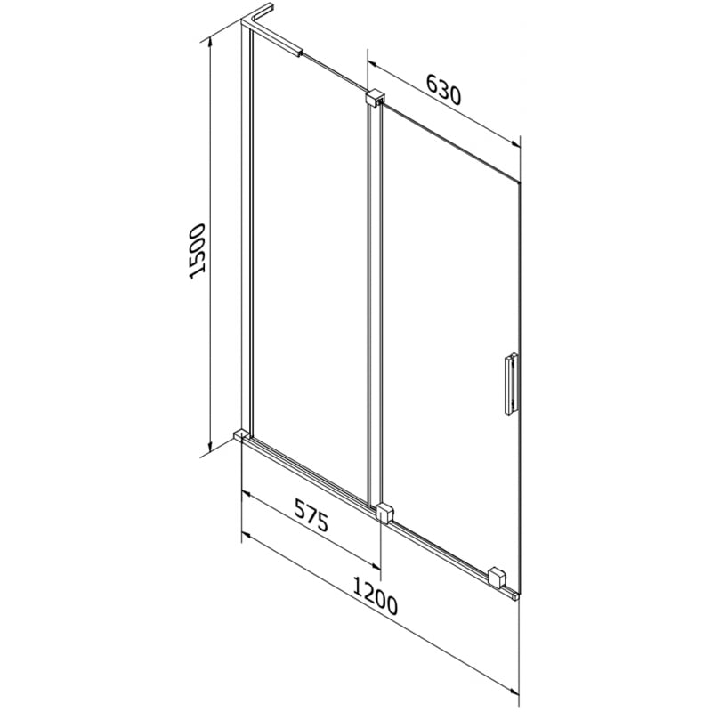 Mexen Velar L Badewannen-Paravan, 2-teilig verschiebbar, 120 x 150 cm, Graphit, Schwarz - 896-120-003-41-70