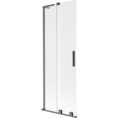 Mexen Velar L 2-flügelige, verschiebbare Badewannenabtrennung 70 x 150 cm, eisglas, gebürstetes Gun Gray - 896-070-003-31-66