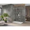 Mexen Omega duschkabine verschiebbar 140 x 80 cm, transparent, chrom + Duschwanne Flat - 825-140-080-01-00-4010