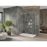 Mexen Omega duschkabine verschiebbar 140 x 80 cm, transparent, chrom + Duschwanne Flat - 825-140-080-01-00-4010