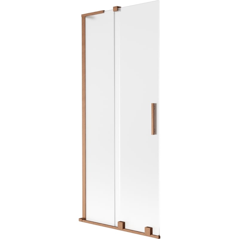Mexen Velar L Badewannenabtrennung 2-flügelig schiebbar 85 x 150 cm, Mattglas, gebürstetes Kupfer - 896-085-003-31-65