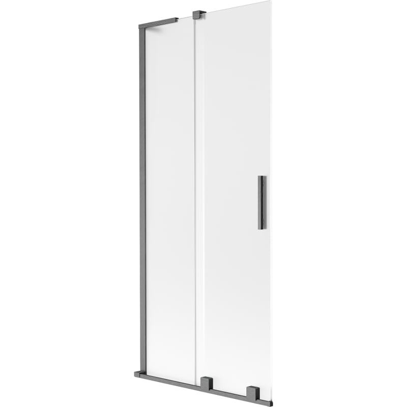 Mexen Velar L Badewannenwand 2-flügelig verschiebbar 85 x 150 cm, matt, gun gray gebürstet - 896-085-003-31-66