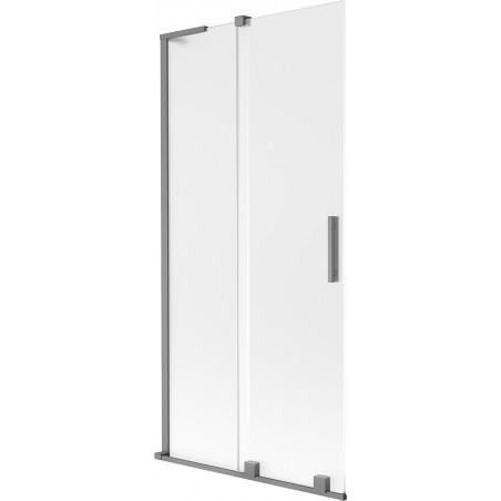 Mexen Velar L Duschabtrennung für Badewanne, 2-flügelig, verschiebbar 90 x 150 cm, matt, Gun Metal - 896-090-003-31-95