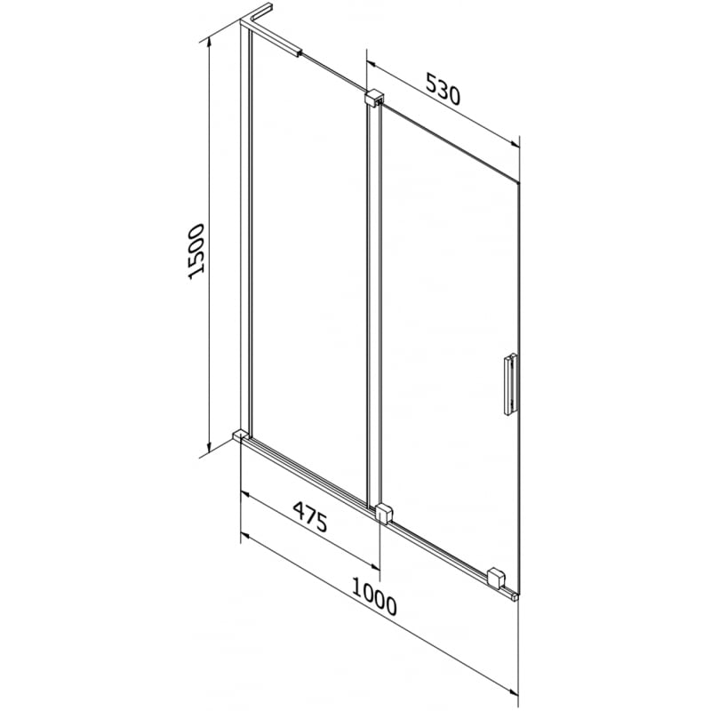 Mexen Velar L Badewannenabtrennung 2-flügelig Schiebbar 100 x 150 cm, matt, chrom - 896-100-003-31-01