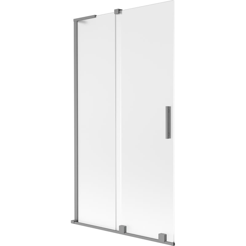 Mexen Velar L Badewannenfaltwand 2-flügelig verschiebbar 100 x 150 cm, Frost, Gun Metal - 896-100-003-31-95