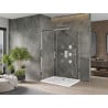 Mexen Omega Schiebetür-Duschkabine 140 x 90 cm, transparent, Chrom + Flat Duschwanne - 825-140-090-01-00-4010