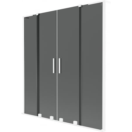 Mexen Velar L Duo Badewannenfaltwand 2-flügelig schiebbar 150 x 150 cm, Graphit, Weiß - 896-150-003-42-20
