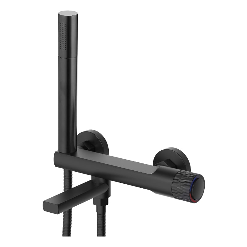 Mexen Diamond Badewannenarmatur mit Duschset, schwarz - 71530-70