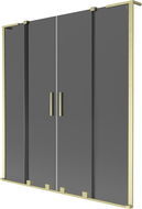 Mexen Velar L Duo Badewannenabtrennung 2-flügelig verschiebbar 150 x 150 cm, Graphit, gebürstetes Gold - 896-150-003-42-55