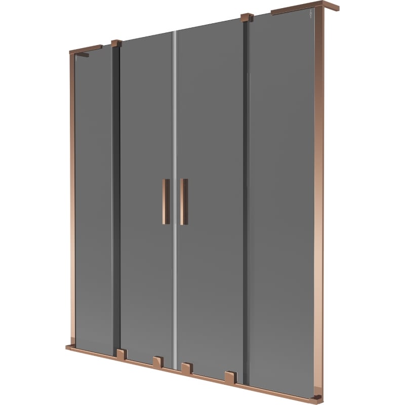 Mexen Velar L Duo Badewannenwand 2-flügelig verschiebbar 150 x 150 cm, Grafit, Roségold - 896-150-003-42-60