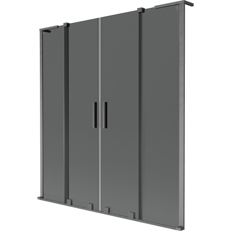 Mexen Velar L Duo Badewannenfaltwand 2-flügelig, verschiebbar 150 x 150 cm, Graphit, gebürstetes Gun Gray - 896-150-003-42-66