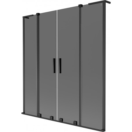 Mexen Velar L Duo, 2-flügelige verschiebbare Badewannenwand 150 x 150 cm, Graphit, Schwarz - 896-150-003-42-70