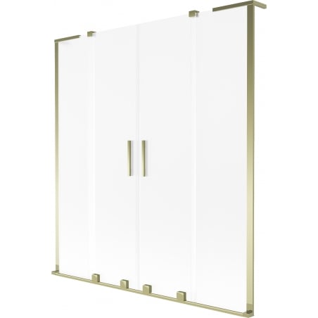 Mexen Velar L Duo Badewannenabtrennung 2-flügelig verschiebbar 150 x 150 cm, satiniert, gold - 896-150-003-32-50