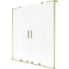 Mexen Velar L Duo Badewannenwand 2-flügelig verschiebbar 150 x 150 cm, Mattglas, gebürstetes Gold - 896-150-003-32-55