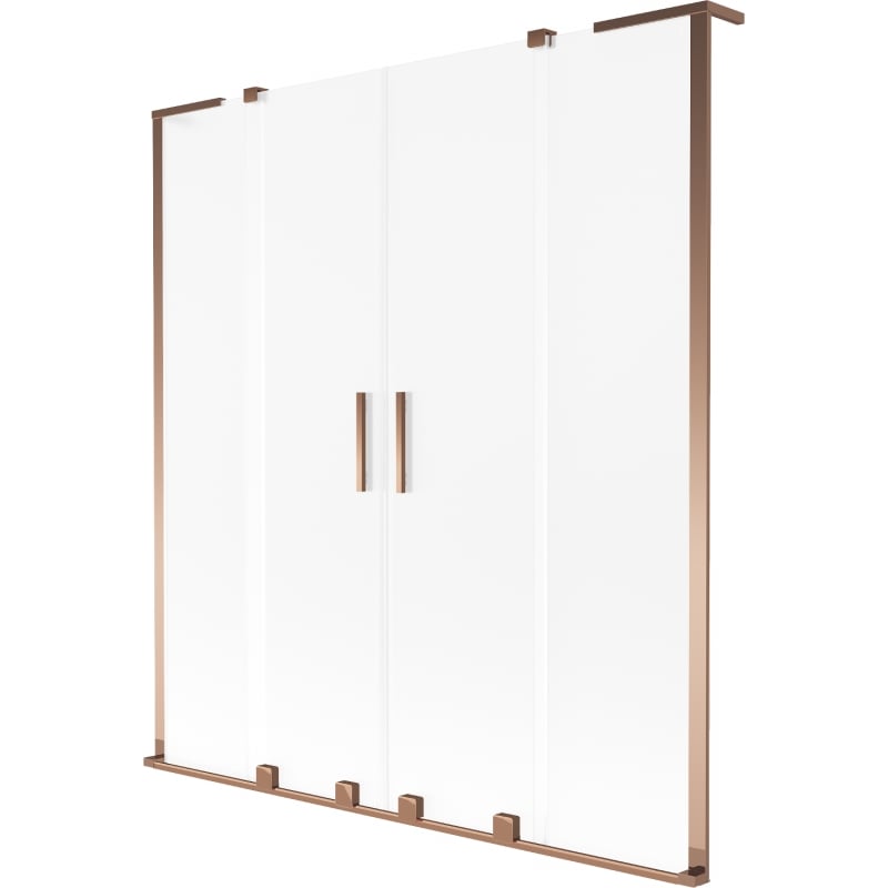 Mexen Velar L Duo 2-flügelige, verschiebbare Badewannenabtrennung 150 x 150 cm, Milchglas, Roségold - 896-150-003-32-60