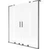 Mexen Velar L Duo-Badewannenfaltwand, 2-teilig, verschiebbar, 150 x 150 cm, Mattglas, gebürstetes Gun Gray - 896-150-003-32-66