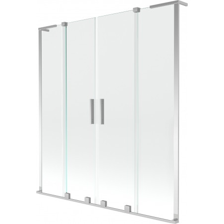 Mexen Velar L Duo Badewannenabtrennung 2-flügelig verschiebbar 150 x 150 cm, transparent, Chrom - 896-150-003-02-01