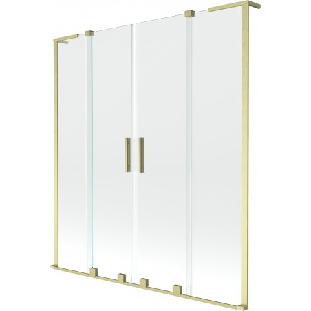 Mexen Velar L Duo-Badewannenfaltwand, 2-teilig, verschiebbar, 150 x 150 cm, transparent, gebürstetes Gold - 896-150-003-02-55