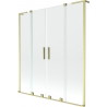Mexen Velar L Duo-Badewannenfaltwand, 2-teilig, verschiebbar, 150 x 150 cm, transparent, gebürstetes Gold - 896-150-003-02-55
