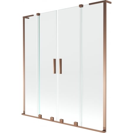 Mexen Velar L Duo Badewannenfaltwand 2-flügelig verschiebbar 150 x 150 cm, transparent, Roségold - 896-150-003-02-60