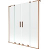 Mexen Velar L Duo-Badewannenfaltwand, 2-flügelig, schiebbar, 150 x 150 cm, transparent, gebürstetes Kupfer - 896-150-003-02-65