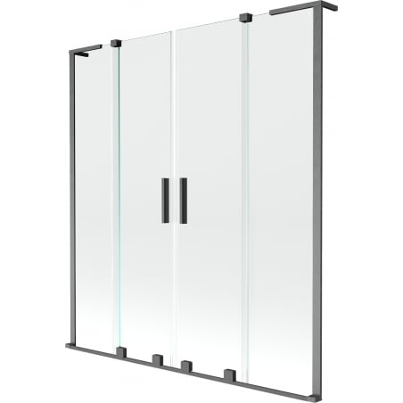 Mexen Velar L Duo Duschtrennwand 2-flügelig, verschiebbar 150 x 150 cm, transparent, gun grey gebürstet - 896-150-003-02-66