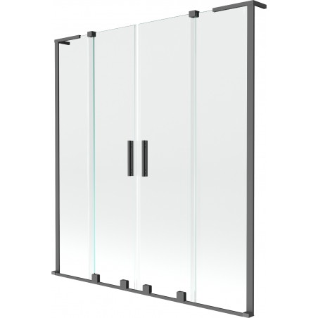 Mexen Velar L Duo Duschwand, 2-flügelig, Schiebetür 150 x 150 cm, transparent, Gunmetal - 896-150-003-02-95