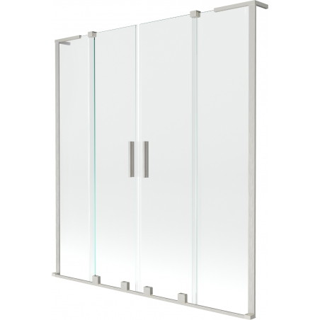 Mexen Velar L Zweiteilige Duschabtrennung, 2-flügelig, 150 x 150 cm, transparent, gebürsteter Nickel - 896-150-003-02-97