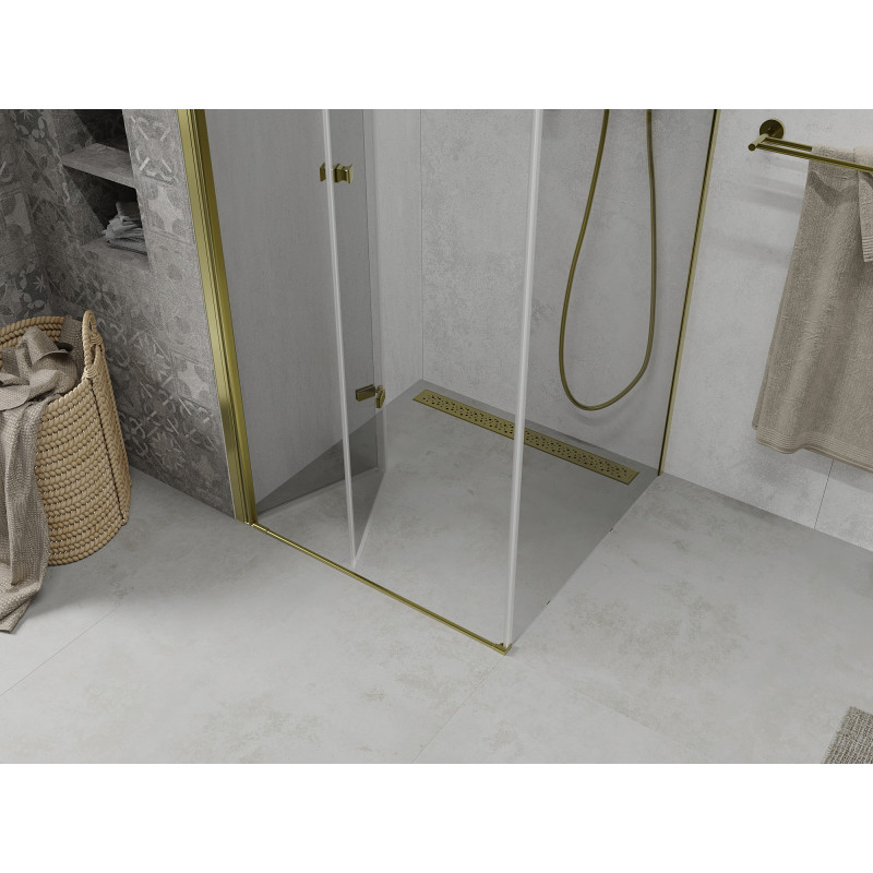 Mexen Lima Faltbare Duschkabine 70 x 70 cm, transparent, gold - 856-070-070-50-00