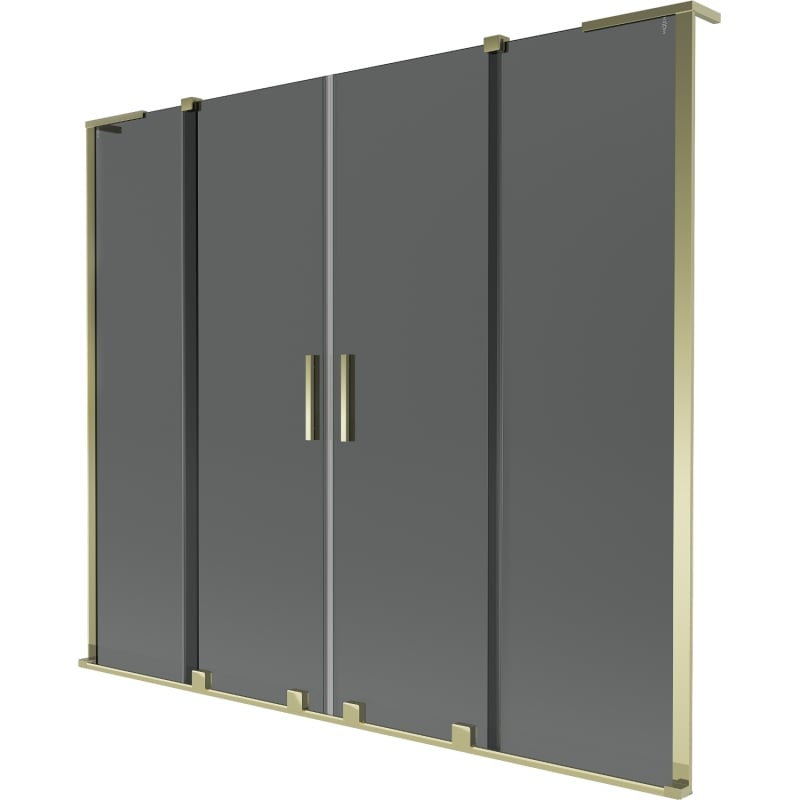 Mexen Velar L Duo Badewannenabtrennung 2-flügelig, verschiebbar 180 x 150 cm, Graphit, Gold - 896-180-003-42-50