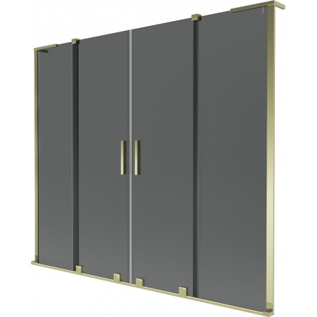 Mexen Velar L Duo Badewannenabtrennung 2-flügelig, verschiebbar 180 x 150 cm, Graphit, Gold - 896-180-003-42-50