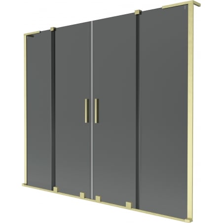 Mexen Velar L Duo Badewannenfaltwand 2-flügelig schiebbar 180 x 150 cm, Grafit, Gold gebürstet - 896-180-003-42-55