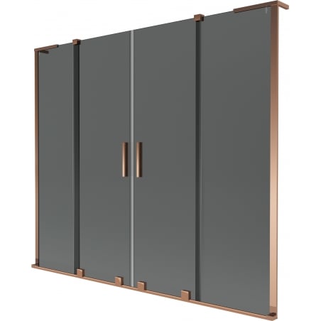 Mexen Velar L Duo Badewannenfaltwand 2-flügelig, 180 x 150 cm, Graphit, Roségold - 896-180-003-42-60